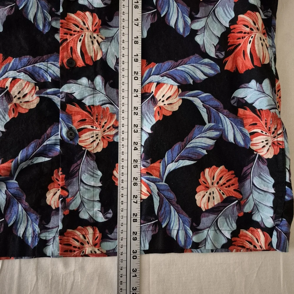 J Crew Mens‎ XL Camp Collar Linen Blend Tropical Print Shirt Beachy Resort